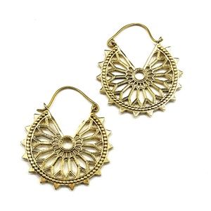 GOLD Color BRASS Indian Boho Hoop Earrings
